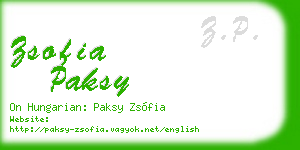 zsofia paksy business card
